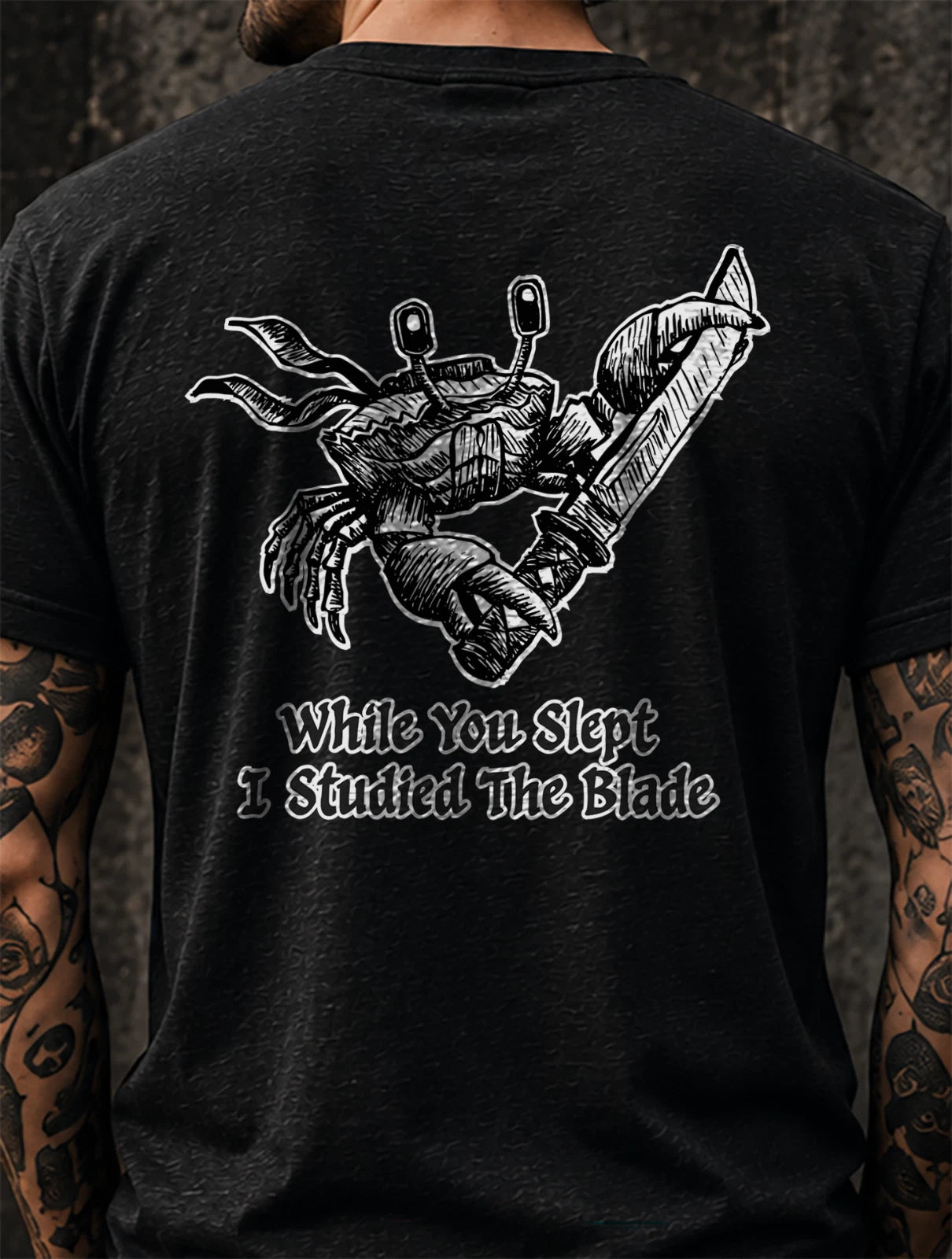 Crab Warrior Back Print Shirt, While You Slept Meme Tee