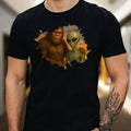Men's Bigfoot and Alien Motif Cotton T-Shirt Size XS to 5XL