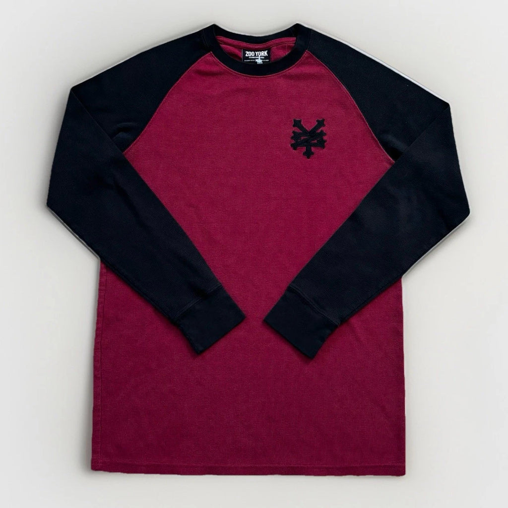 Vintage Zoo York Shirt Mens L Burgundy Y2K Emo Grunge Punk Thermal Long Sleeve