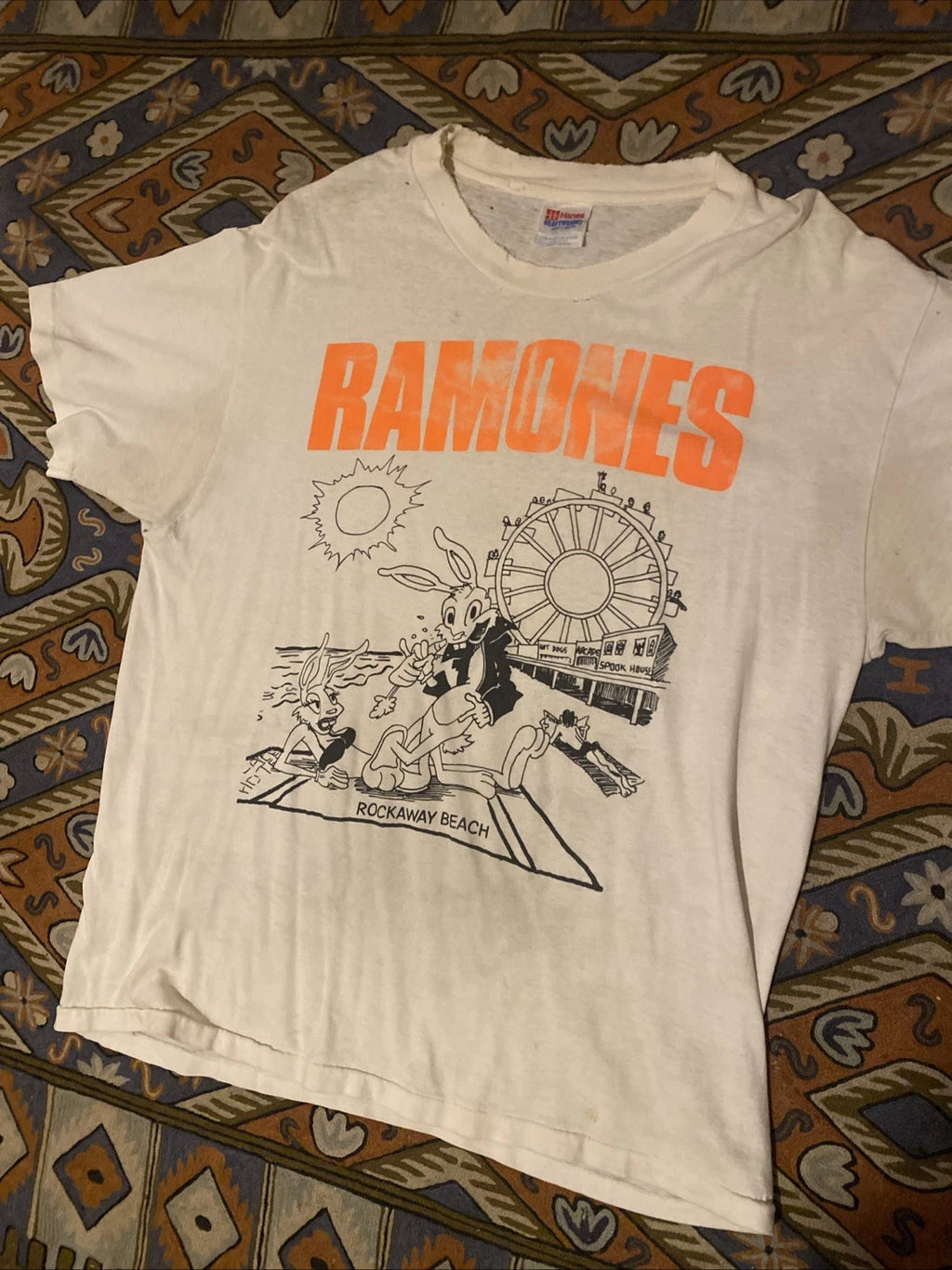 Vintage 80s 90s RAMONES shirt Rockaway Beach XL Punk