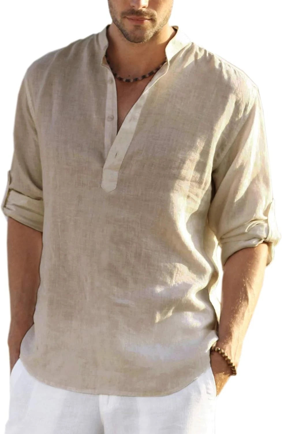 Coofandy T Shirt Casual Solid Mens Henley TShirt Long Sleeve Hippie Beach