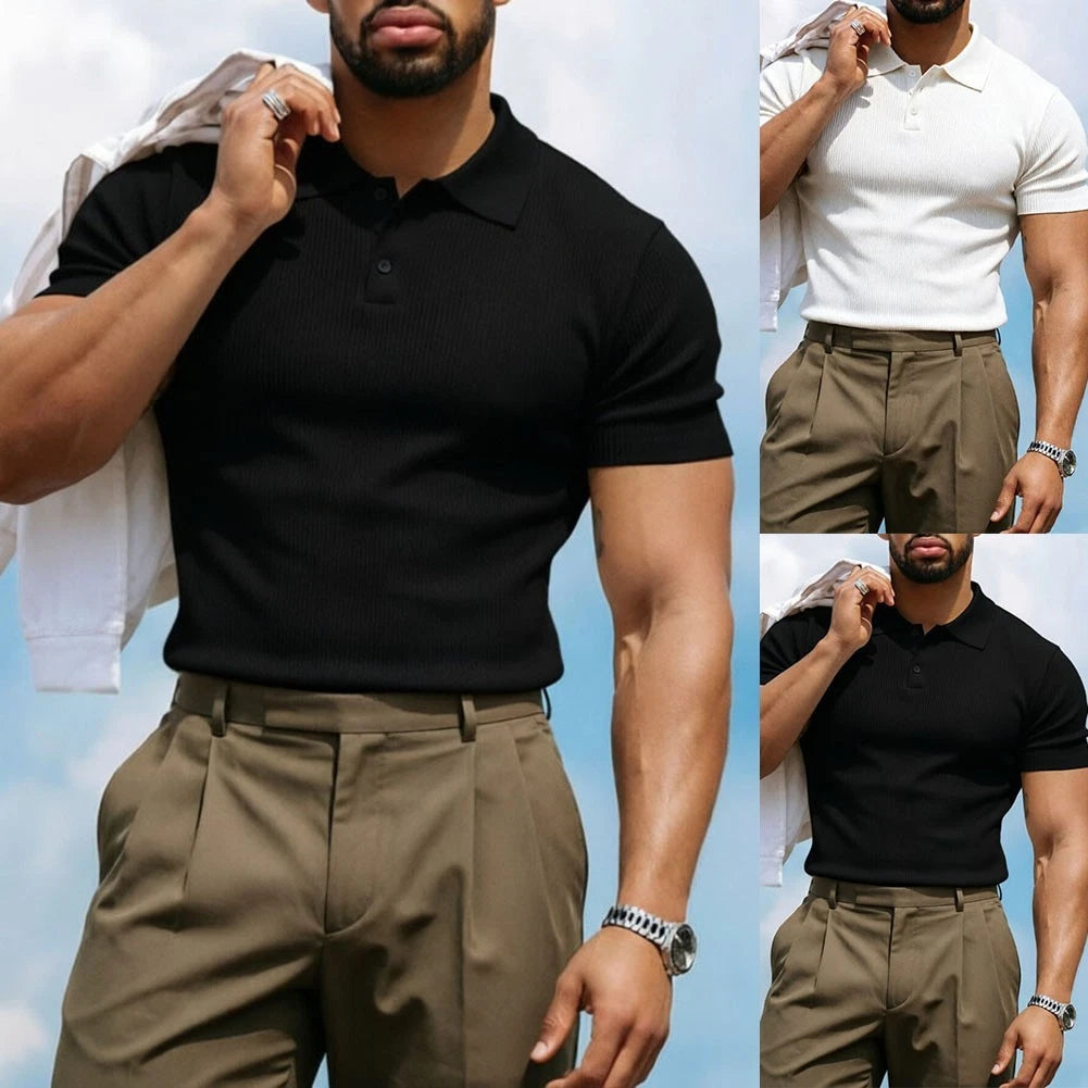 Thread Detail For Summer Daily Wear Men Business Shirt Breathable Lapel Shirt