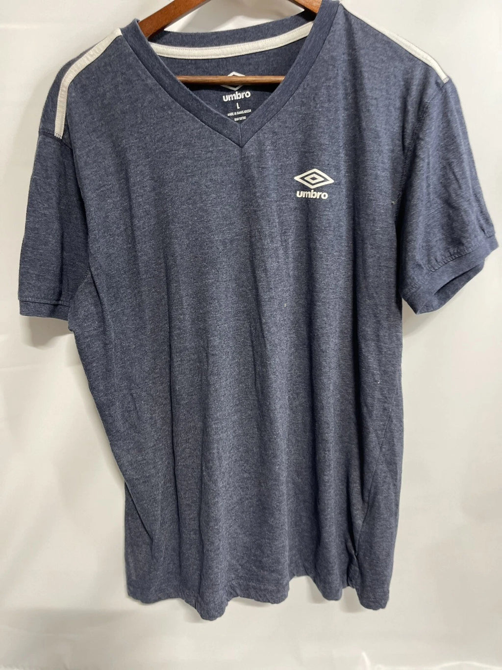 VINTAGE Umbro Shirt Large Adult Blue Soccer x Football Brain Logo Cotton Mens
