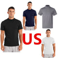 Men Summer Casual Slim Fit Pullover Tops Mock Turtleneck Short Sleeve AU