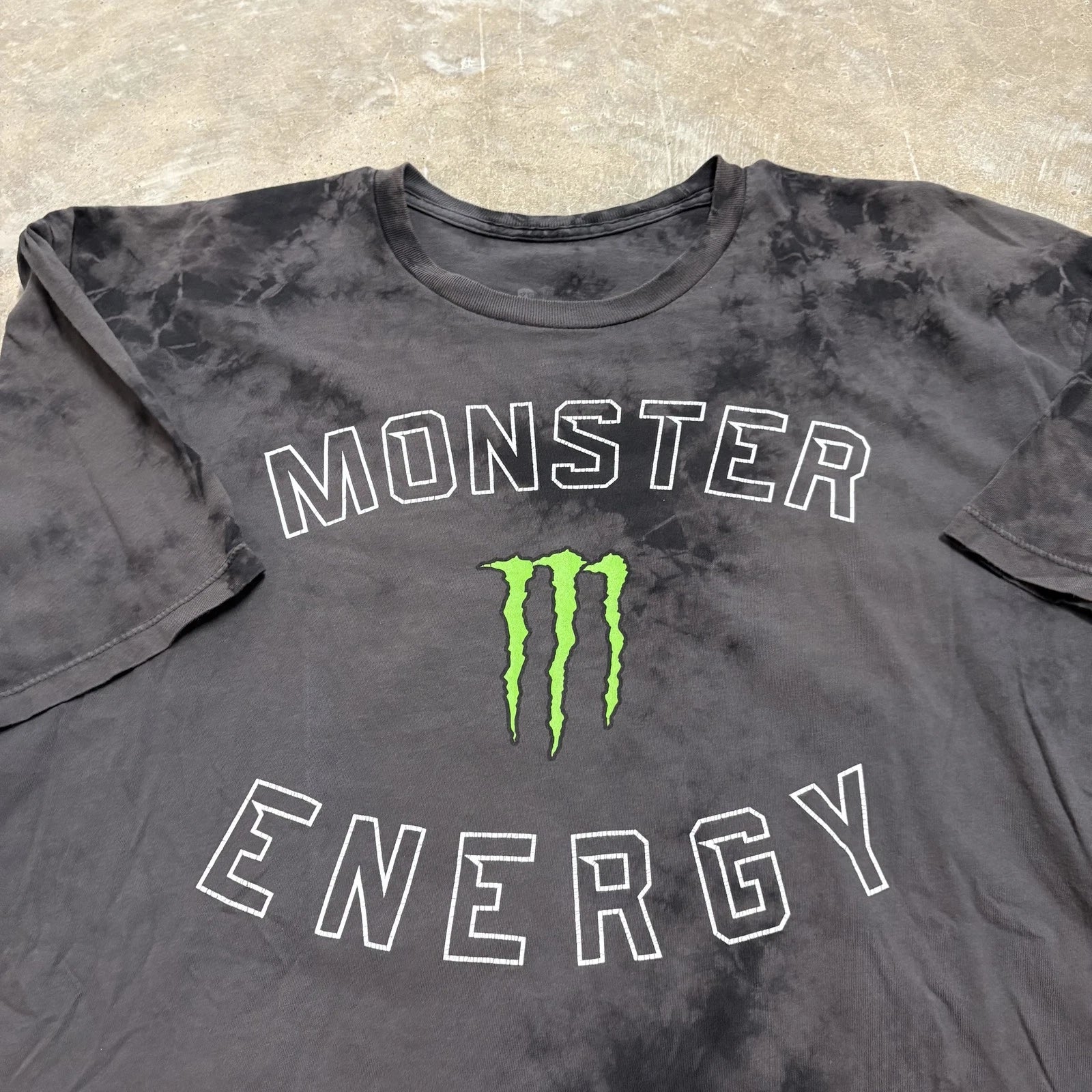 Monster Energy Tie Dye Men's Grey T-Shirt Size XL Y2K