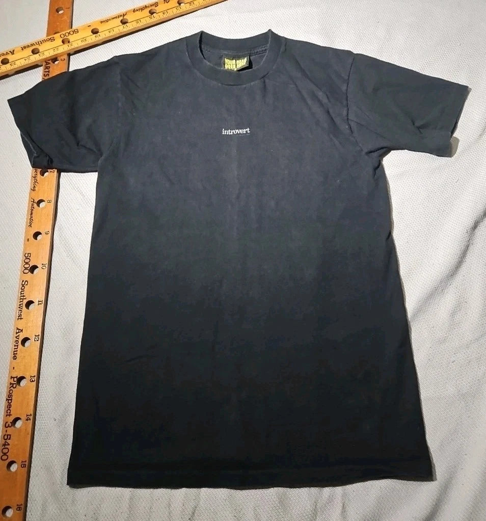 Vintage Your Head Goes Here Shirt Adult M Black Single Stitch Introvert Tee 1991