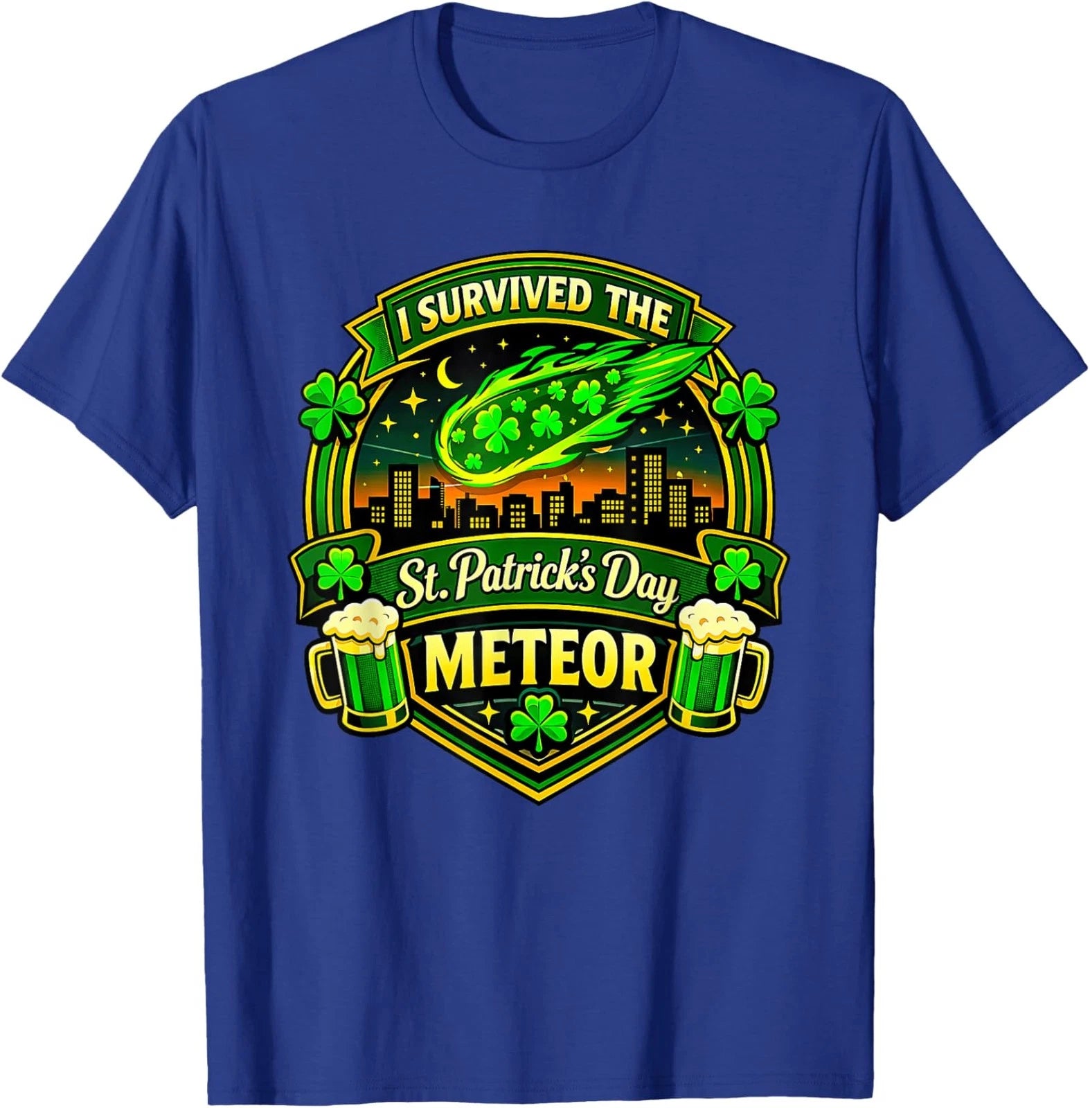 Funny I Survived St Patrick's Day Meteor 2026 Quote Unisex T-Shirt
