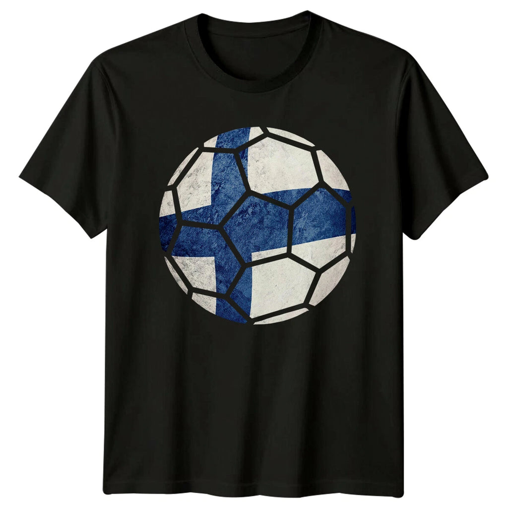 Finland Flag Soccer Ball Sports Mens T-Shirt Womens Tee Graphic Unisex Top