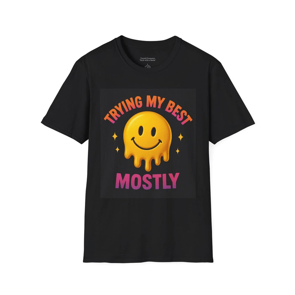 Trying My Best… Mostly – Melting Smiley Aesthetic Tee