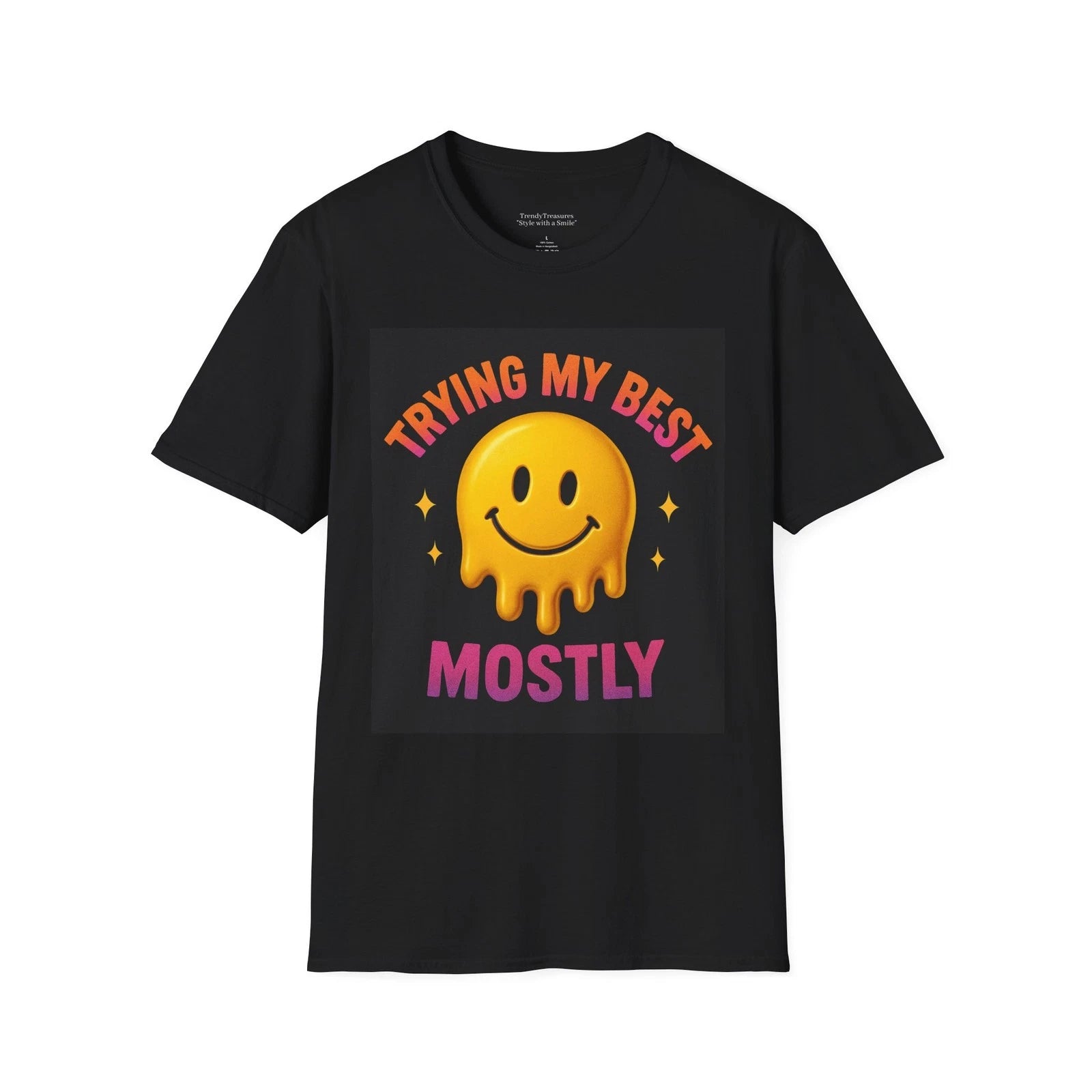 Trying My Best… Mostly – Melting Smiley Aesthetic Tee