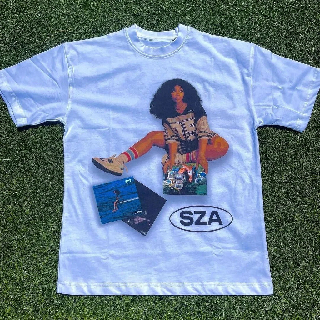 SZA SOS R&B Artist Graphic T Shirt Cotton Print Streetwear Y2K Unisex S-3XL