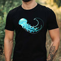 Mens Blue Jellyfish Motif Cotton T-Shirt Size XS to 5XL