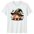 Cute Halloween Pumpkin Witch Womens T-Shirt Kawaii Halloween Gift For Her
