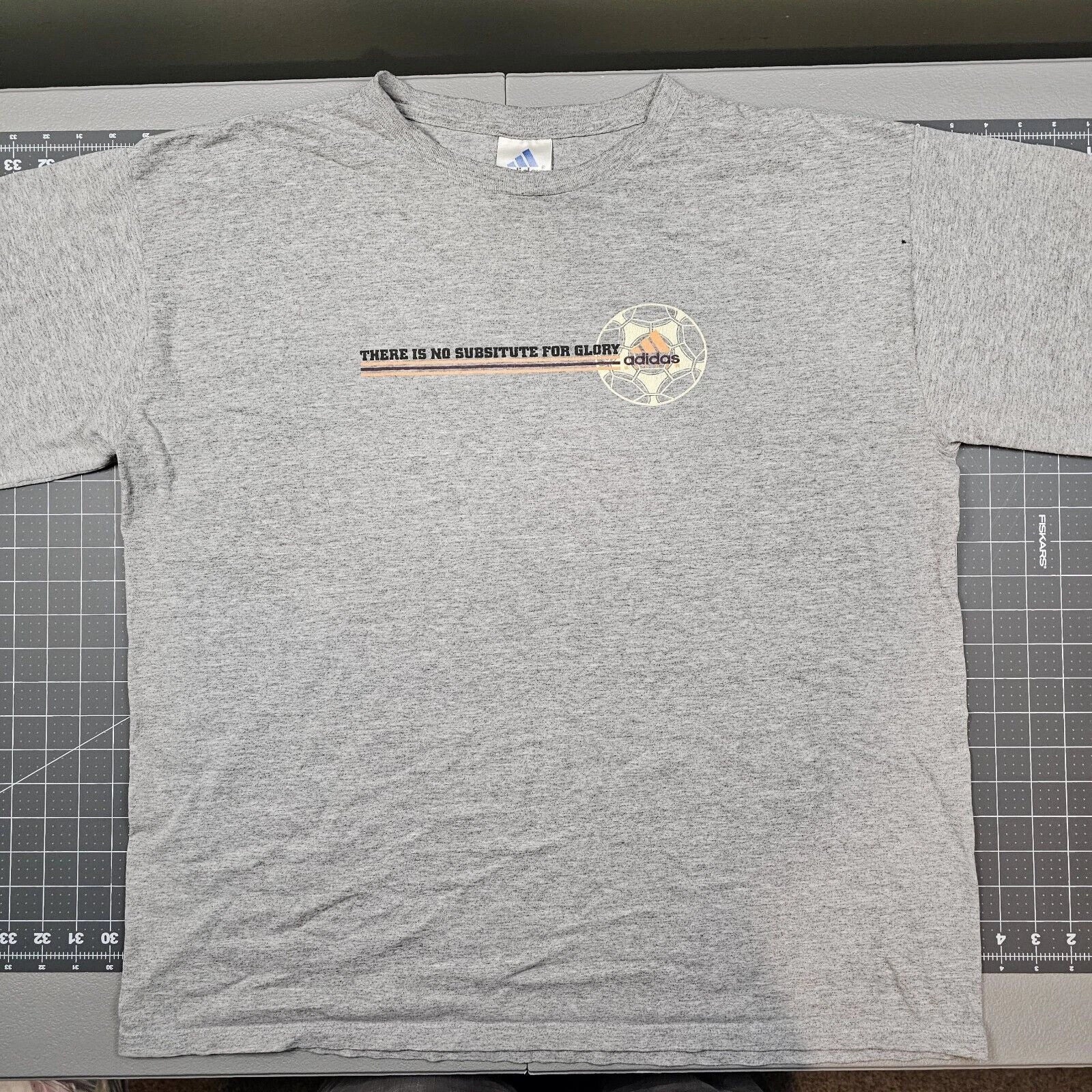 Vintage Adidas Tshirt XL Gray Soccer Futbol Minimalist 90s Y2K Trefoil Mountain