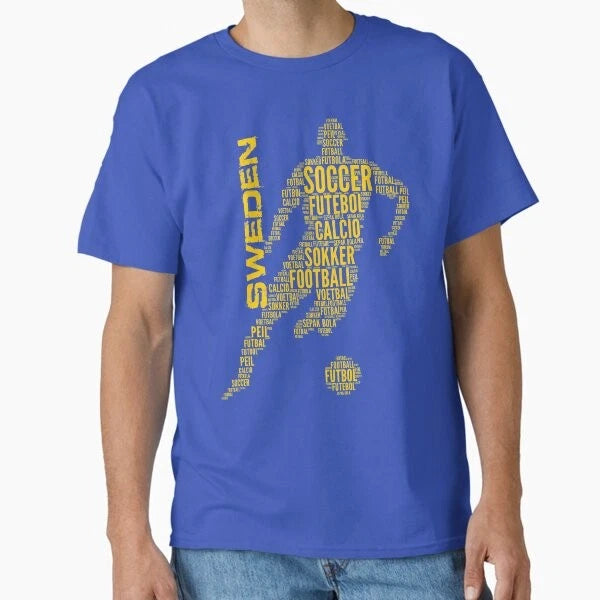 Sweden Football - Soccer Typography Classic T-Sh Made in USA/AUS T-Shirt S-2XL