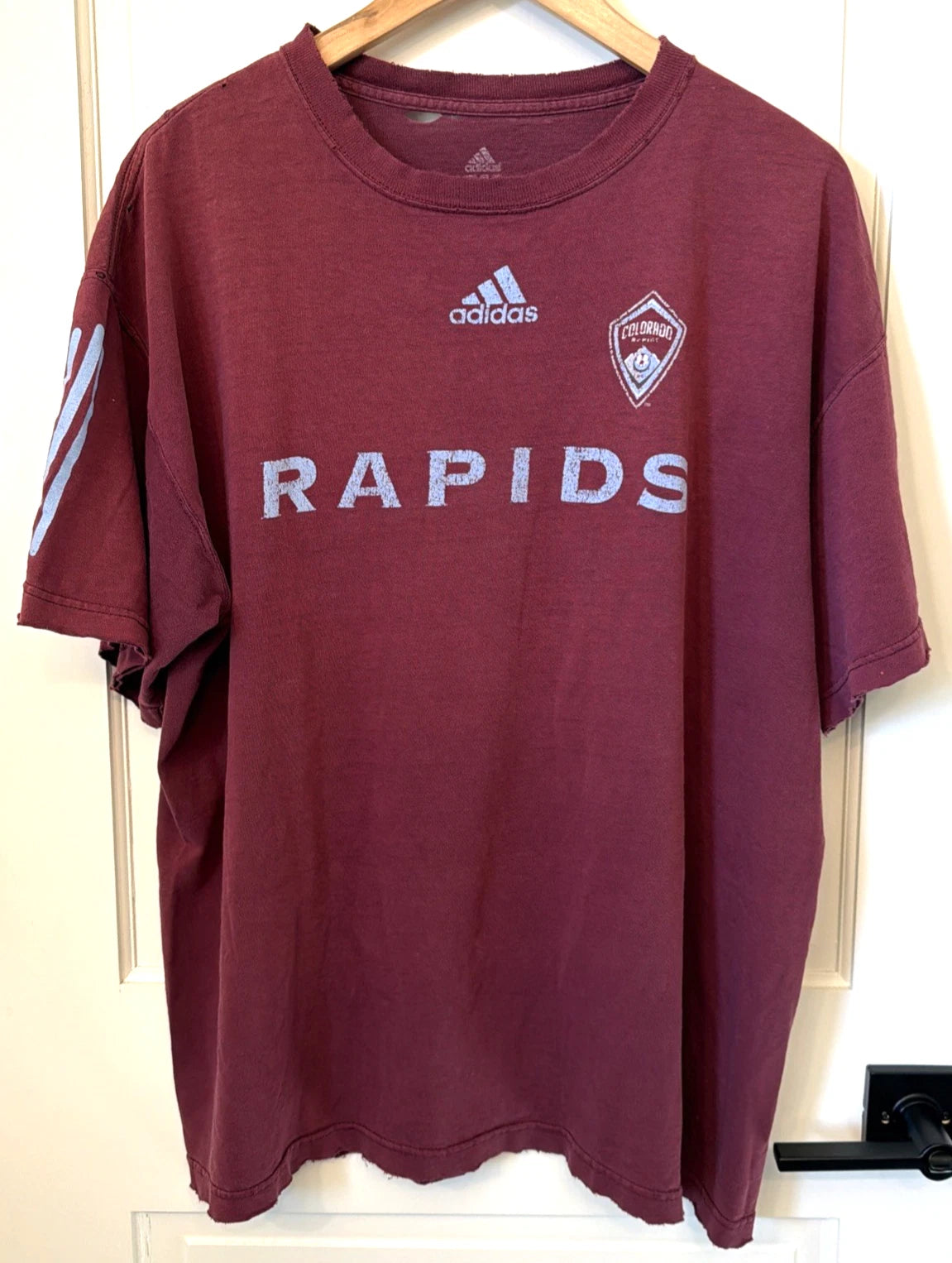Trashed Thrashed Adidas MLS Mastroeni Colorado Rapids Soccer Shirt #25 Grunge XL