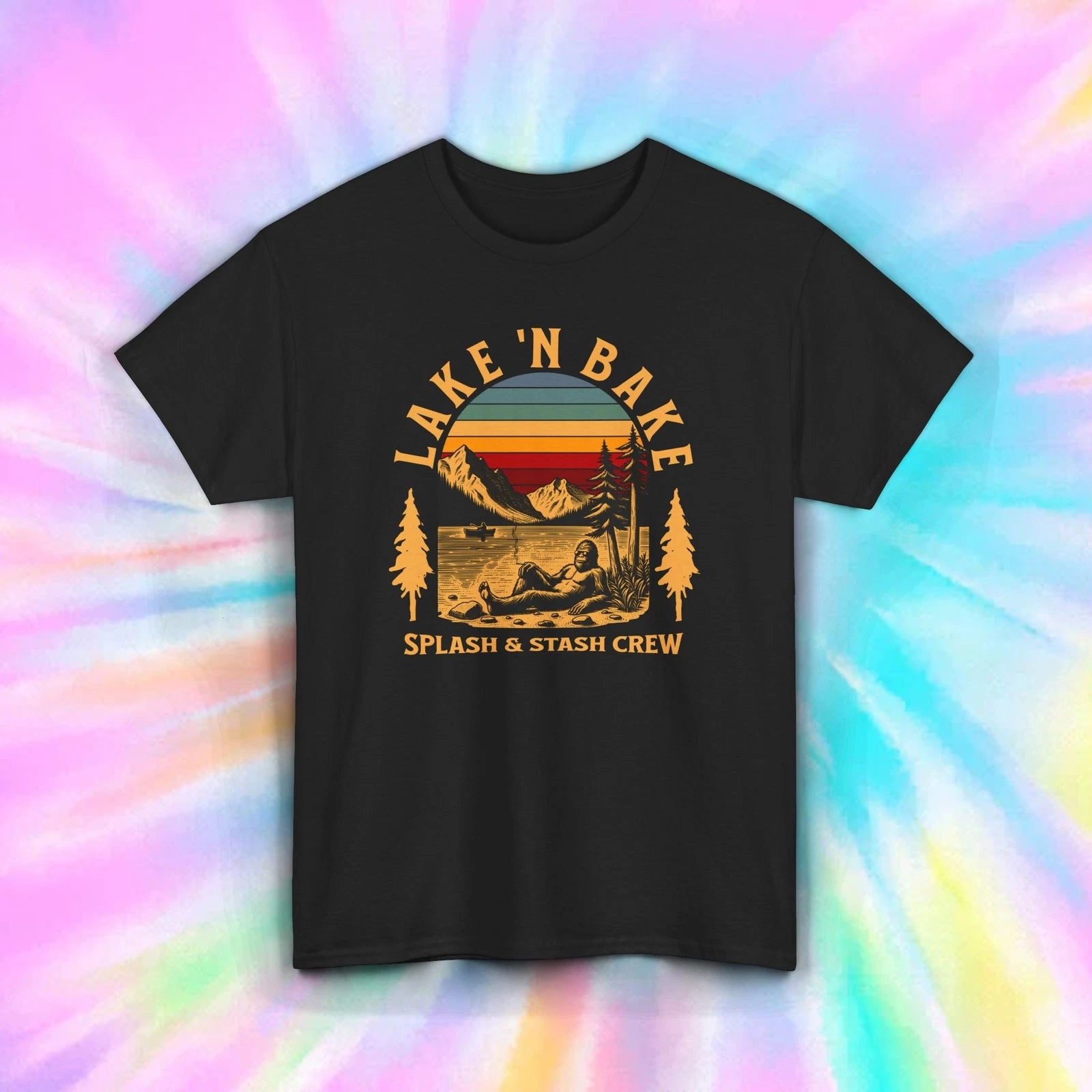 Lake ‘N Bake T-Shirt Funny Stoner Outdoor Splash Crew Tee S-5XL