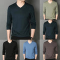 Athleisure Mens V Neck Long Sleeve Slim Fit TShirt Muscle Workout Blouse