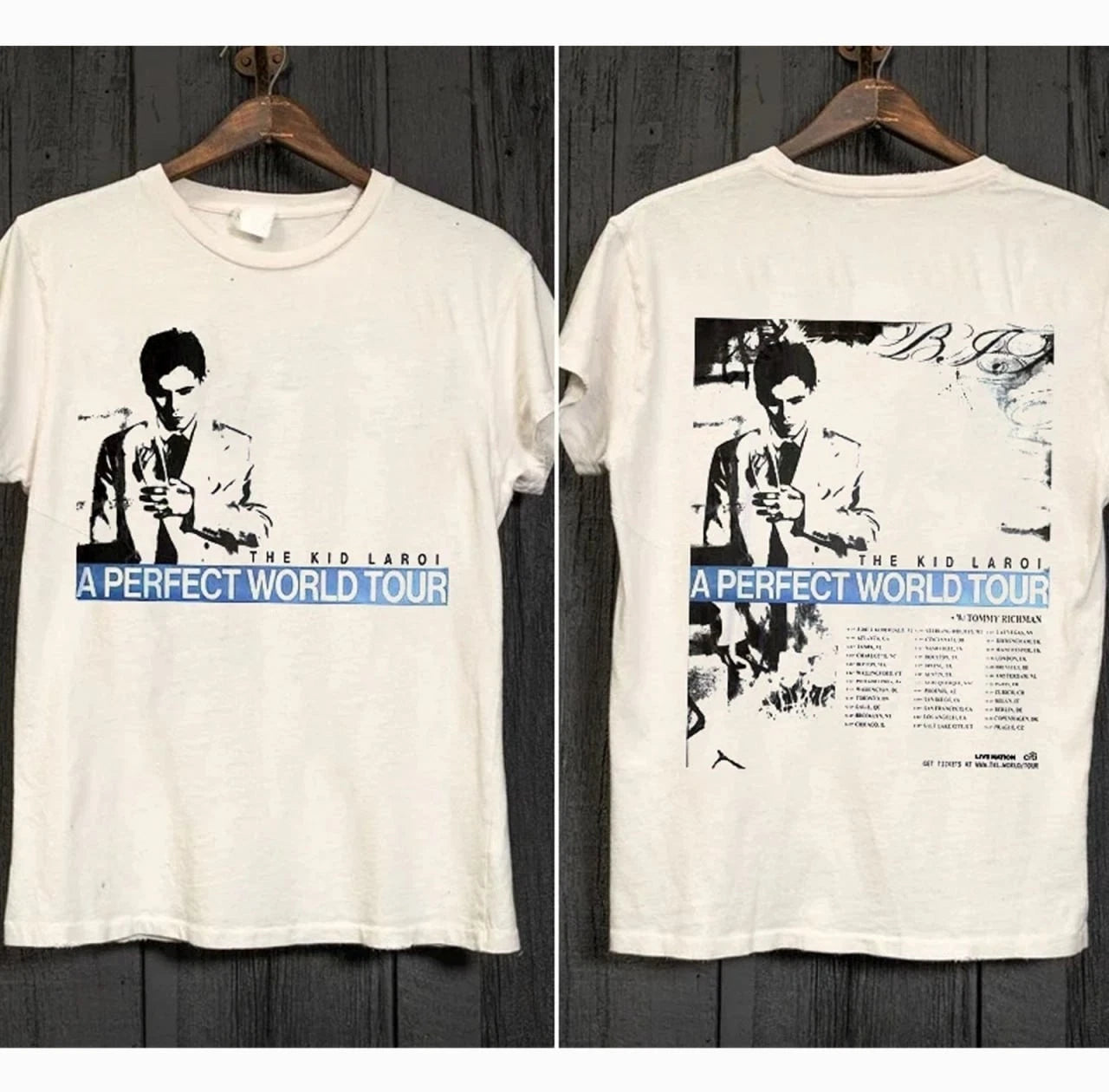 The Kid Laroi A Perfect World Tour Double Sided Vintage White T-Shirt