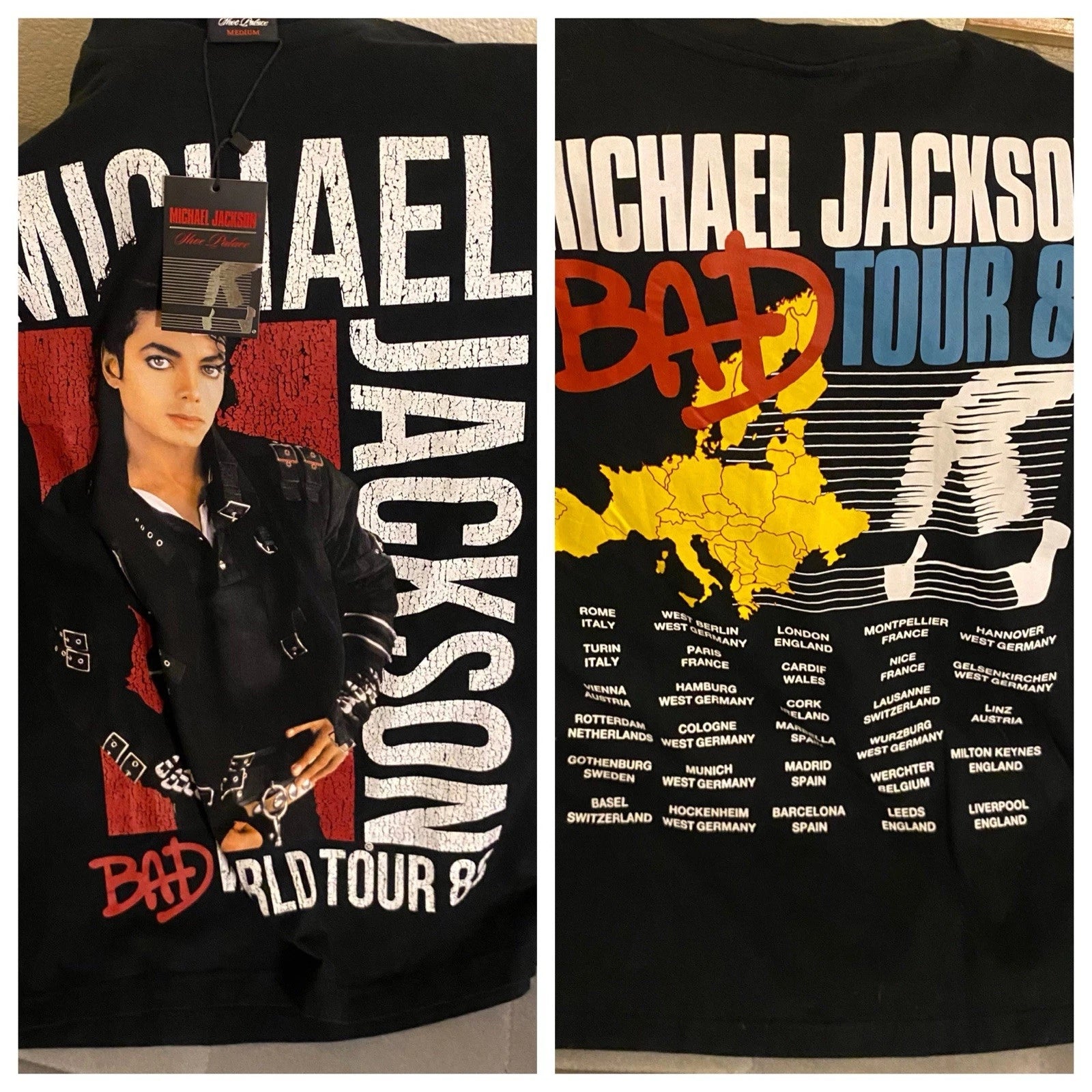Rare Michael Jackson Bad Tour ‘88 Black Shirt Licensed Replica NWT 80s Vintage L