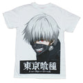 Tokyo Ghoul Mens  T-Shirt - Giant Ghoul Face Over Kanji Image