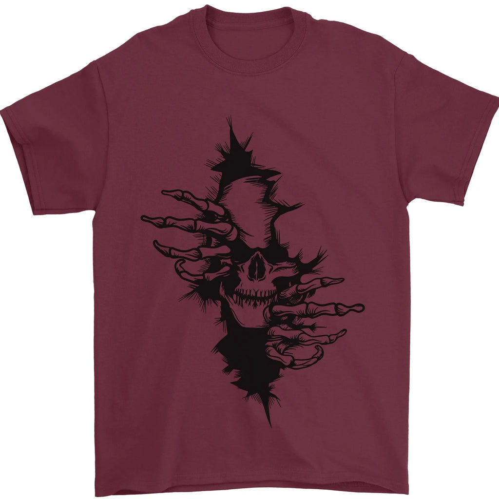 A Skull From a Ripped Shirt Gothic Goth Biker Mens T-Shirt 100% Cotton