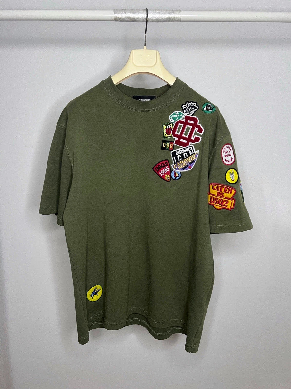 DSQUARED2  Patch Designed , Green  T Shirt Men’s Regular Fit Y2K Size XL