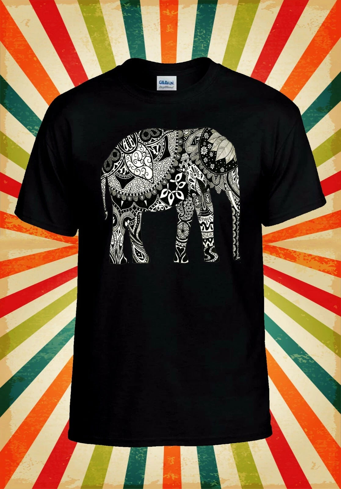 Elephant Drawing Ethnic Pattern Art Men Women Vest Tank Top Unisex T Shirt 577