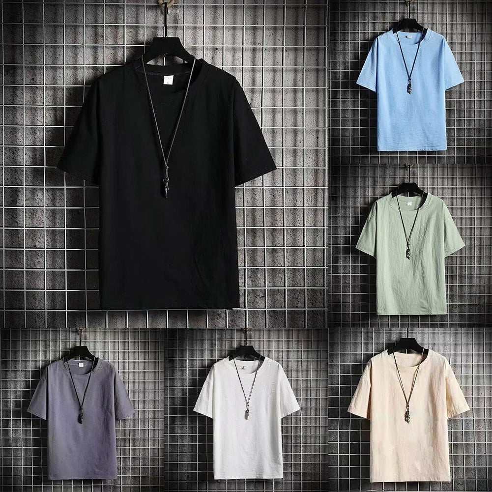 Men Casual T-shirt Daily Wear Summer Outfit Short Sleeve Regular Length