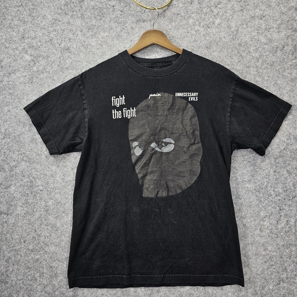 Y2K Grunge Fight The Fight Shirt S Black Graphic Unnecessary Evils Pain Tee Punk