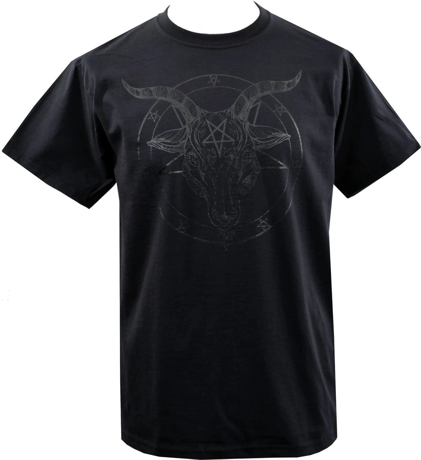 MENS T-SHIRT BAPHOMET PENTAGRAM SATANTIC OCCULT CHURCH OF SATAN GOAT GOTH DEVIL
