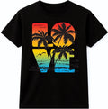 Retro Sunset Palm Trees LOVE T-Shirt Unisex | Beach Summer Tropical Holiday Tee