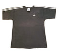 Vintage 90s Y2K Adidas 3 Stripe Essential Size Medium Mens Faded Black T-Shirt