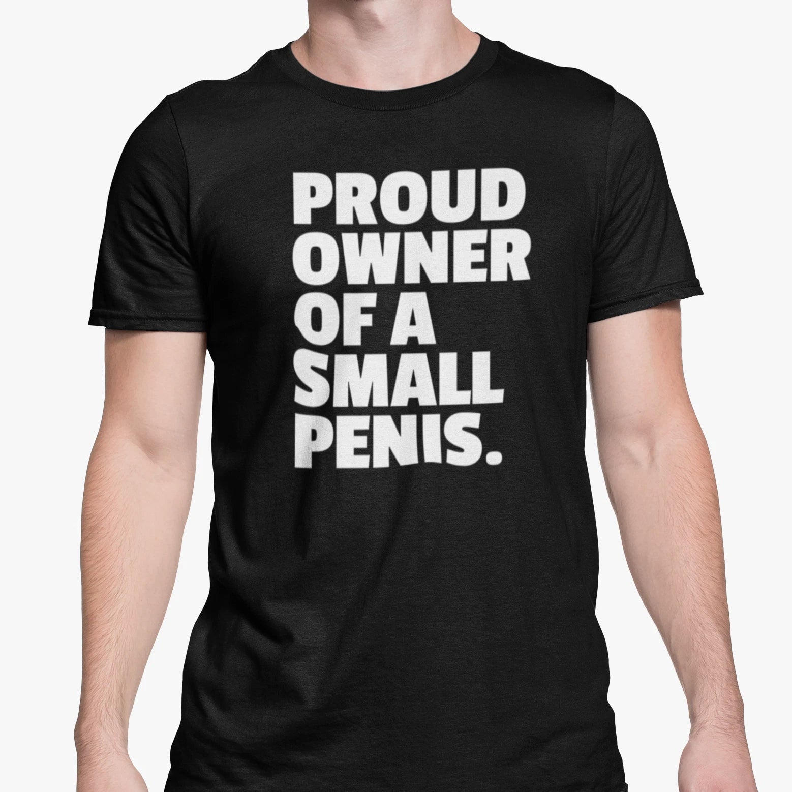 Small Penis Joke T Shirt Proud Owner Lad Funny Tiny Cock Stag Do Party Clothing