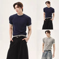 Men Knit T-shirt Casual Wear Daily Wear Summer Short Sleeve Pullover O-neck