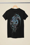 Fantasy Neon Dragon Tattoo Inspired Black T-Shirt