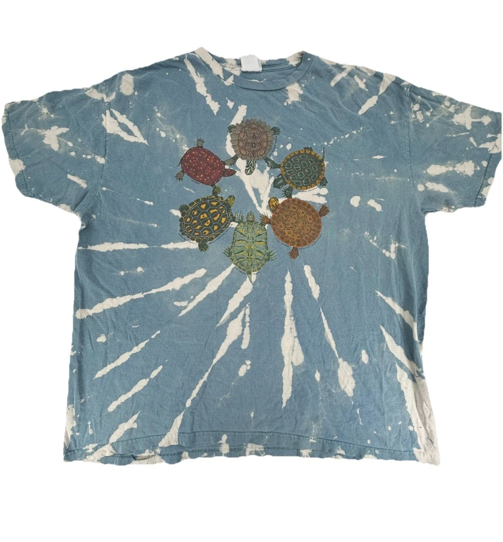 Vintage 2000 Y2K RN Richardson Animal Water Turtle Circle Tie Dye Shirt Size XL