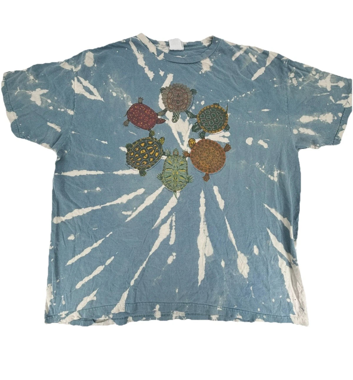 Vintage 2000 Y2K RN Richardson Animal Water Turtle Circle Tie Dye Shirt Size XL