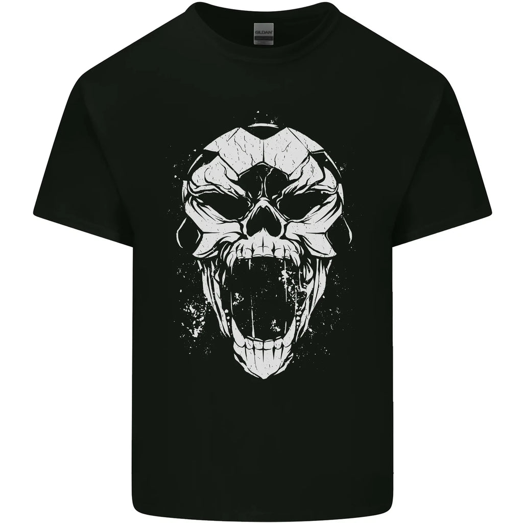 A Football Skull Footy Soccer Mens Cotton T-Shirt Tee Top