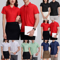 Men Lapel Solid Color Short Sleeve T Shirt Breathable Casual Top for Daily Wear