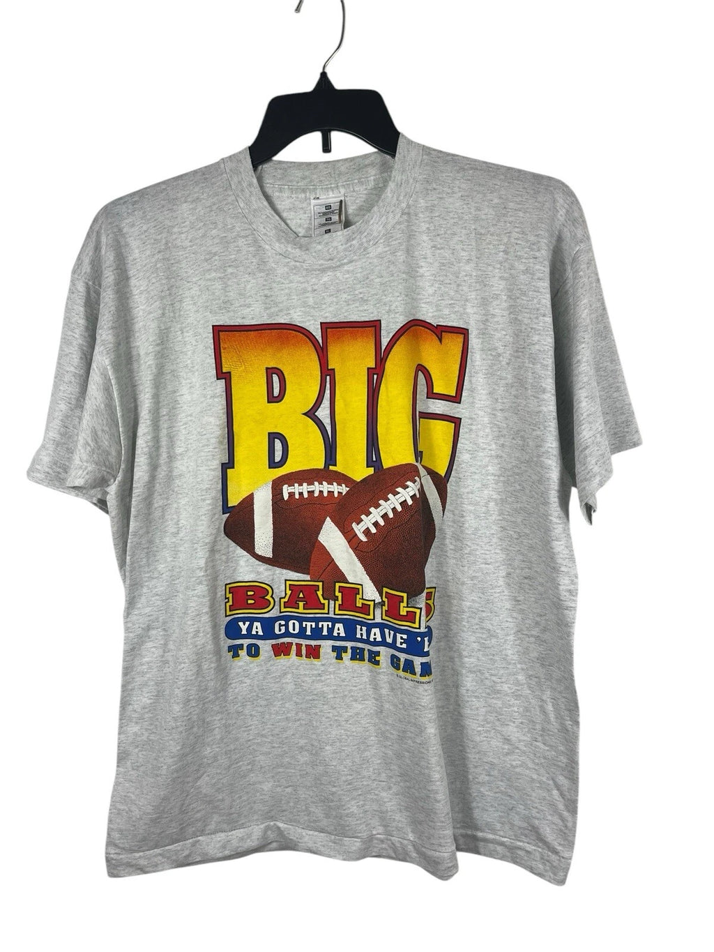 Men’s Funny Football T-shirt Gray XL “Gotta Have Big Balls To Win The Game”Read