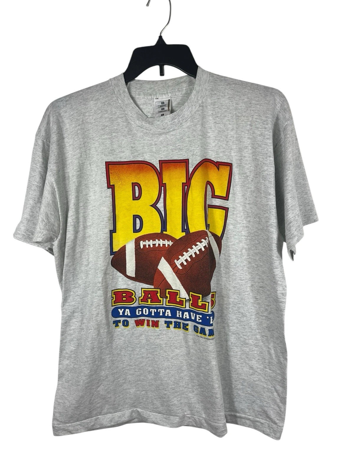 Men’s Funny Football T-shirt Gray XL “Gotta Have Big Balls To Win The Game”Read