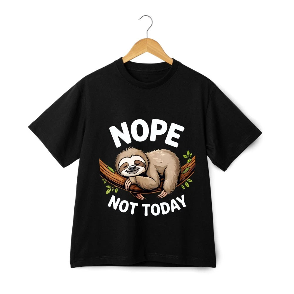 Enthusiast Sloth T-Shirt Nope Not Today Cartoon Animal Print Casual Wear