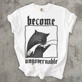 Become Ungovernable Cat Meme Shirt Biting Hand Funny Rebel Graphic Tee