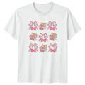 Pink Bow Hearts Book Stack Pattern Womens T-Shirt Coquette Aesthetic Reading