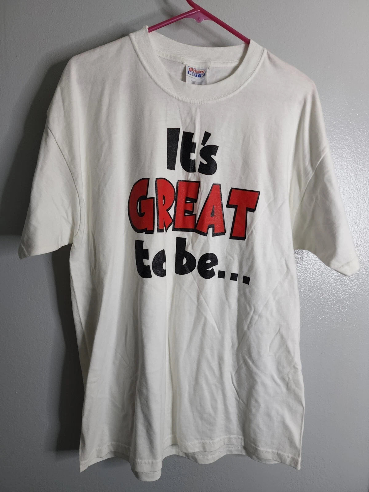 Vintage Mens L Its Great To Be A Fighting Indian T-Shirt Double Sided