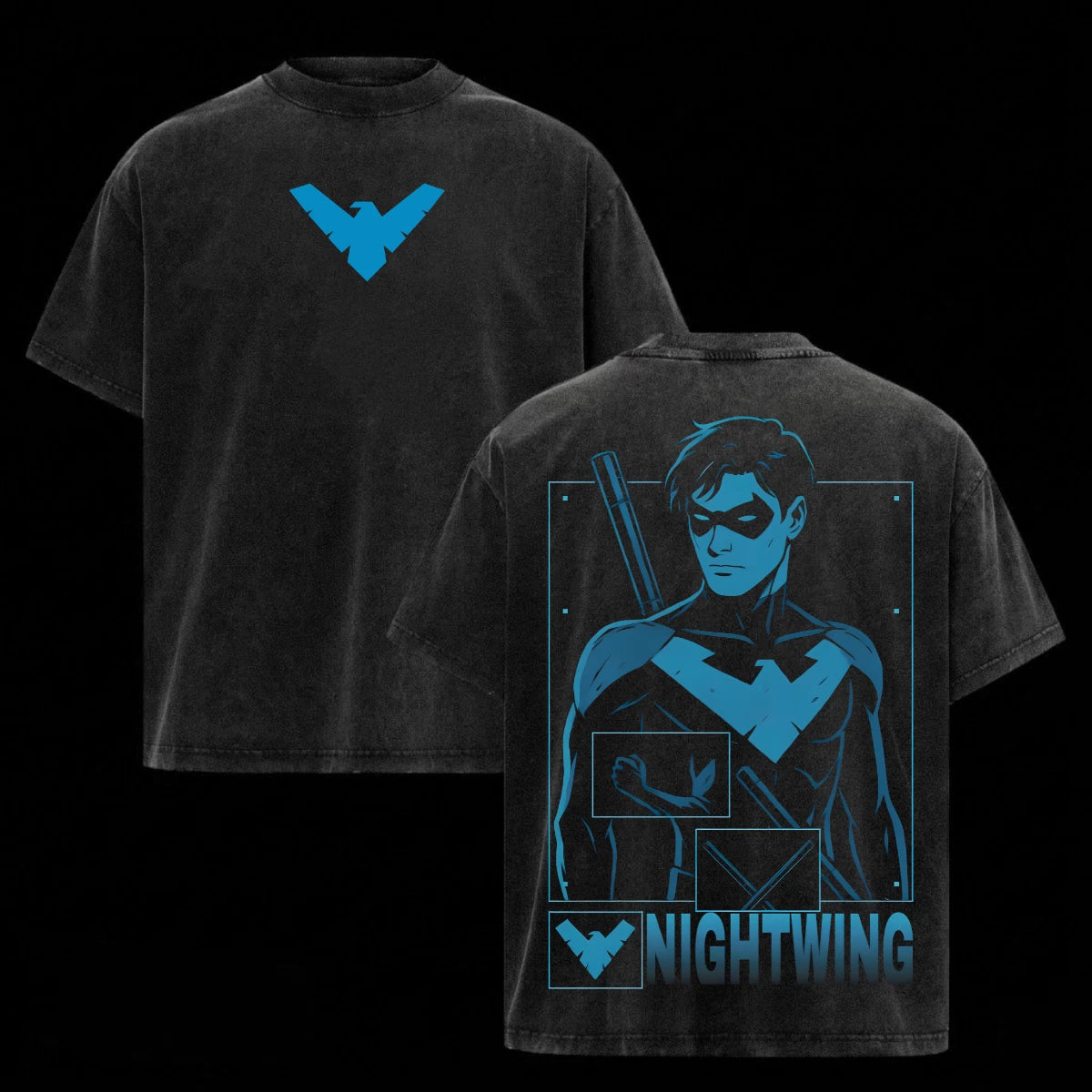Nightwing DC Comics Shirt Streetwear Unisex Oversized Acid Wash Men Graphic Tee