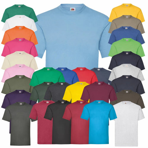 5 PACK Fruit Of The Loom Value T Shirt Crew Neck Ribbed Collar Men's Plain T Top