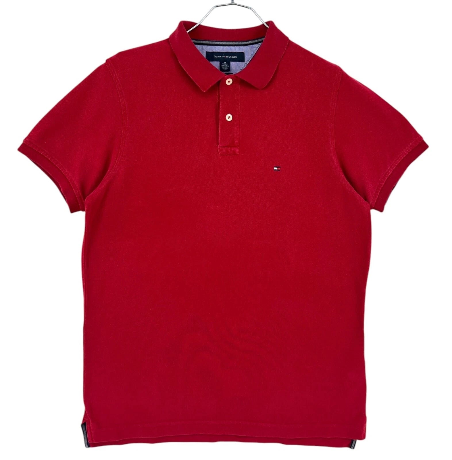 TOMMY HILFIGER Slim Fit Red Polo Neck T-Shirt Men Size M