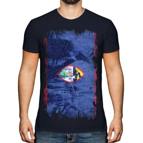GUAM GRUNGE FLAG MENS T-SHIRT TEE TOP GUÅHÅN GUAMBAT GUAMANIAN SHIRT FOOTBALL